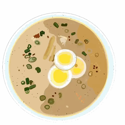 Bowl Of Egg Soup With Green Onions Sticker