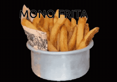 Bowl Of French Fries Saying Mono Frita GIF