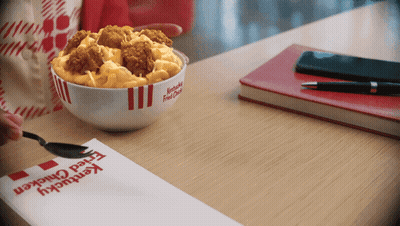 Bowl Of Kentucky Fried Chicken And Macaroni And Cheese GIF