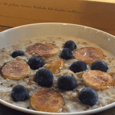 Bowl Of Oatmeal With Blueberries And Bananas GIF