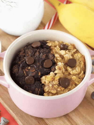 Bowl Of Oatmeal With Chocolate Chips And Bananas GIF