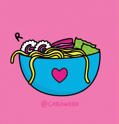 Bowl Of Ramen Saying Ramen Love With You GIF