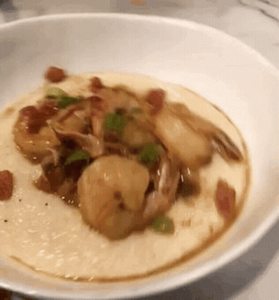 Bowl Of Shrimp And Grits With Bacon GIF