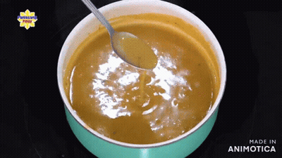Bowl Of Soup Stirred With Spoon Made In Animotica GIF