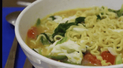 Bowl Of Soup With Noodles And Vegetables GIF