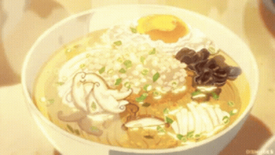 Bowl Of Soup With Rice Mushrooms And Eggs GIF