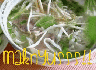 Bowl Of Soup With Yellow Milky Yogurt Text GIF