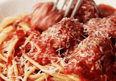 Bowl Of Spaghetti And Meatballs With Fork GIF