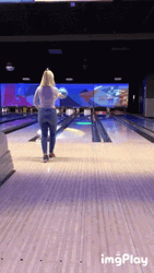 Bowling Alley Lady Playing GIF