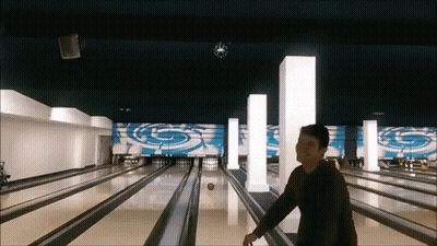 Bowling Alley With Clock On Ceiling GIF