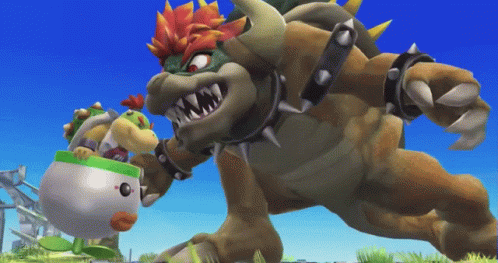 Bowser Being Attacked By Smaller Character GIF
