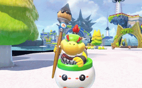 Bowser Holding Brush Sitting On Pot GIF