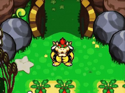 Bowser Is Standing In A Grassy Area In A Video Game . GIF