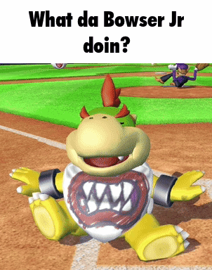 Bowser Jr Laying On Baseball Field GIF