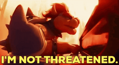 Bowser Says I 'M Not Threatened In A Video Game Scene . GIF