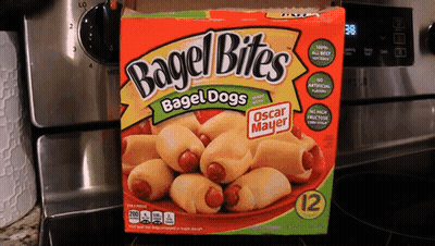 Box Of Bagel Bites Bagel Dogs On Stove GIF