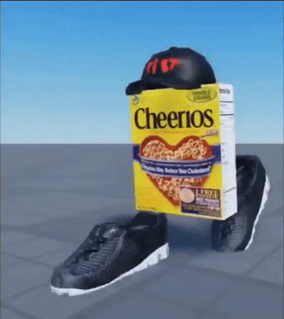 Box Of Cheerios Held By Shoes GIF