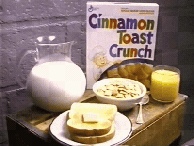 Box Of Cinnamon Toast Crunch On Table GIF