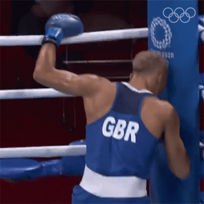 Boxer In GBR Tank Top In Boxing Ring GIF