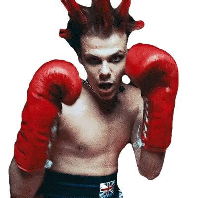 Boxer Wearing Red Boxing Gloves And British Flag Belt Sticker