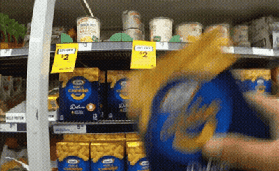 Boxes Of Kraft Macaroni Cheese On Shelf GIF