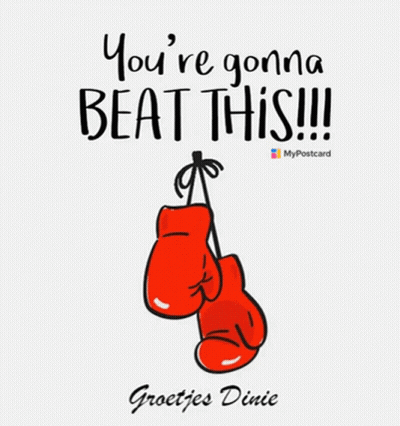 Boxing Gloves Postcard Saying You're Gonna Beat This GIF