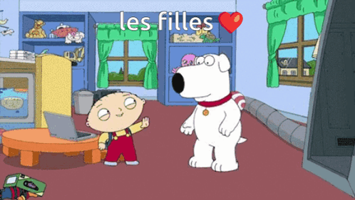 Boy And Dog With Les Filles GIF