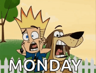 Boy And Dog With Monday Text GIF
