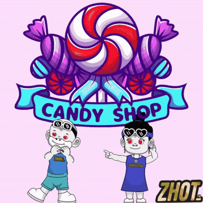 Boy And Girl Candy Shop Logo GIF