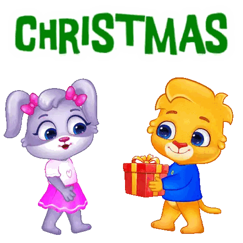 Boy And Girl Christmas Illustration Sticker