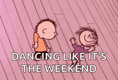 Boy And Girl Dancing Saying Dancing Like It's The Weekend GIF