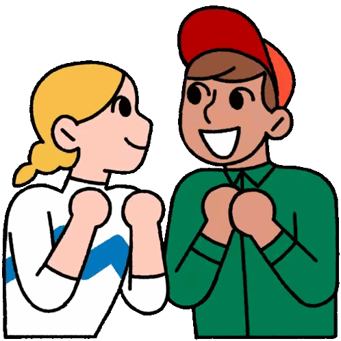 Boy And Girl Fists In The Air Sticker