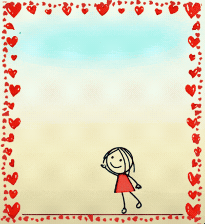 Boy And Girl Flying With Heart Balloon GIF