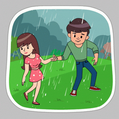Boy And Girl Holding Hands In Rain GIF