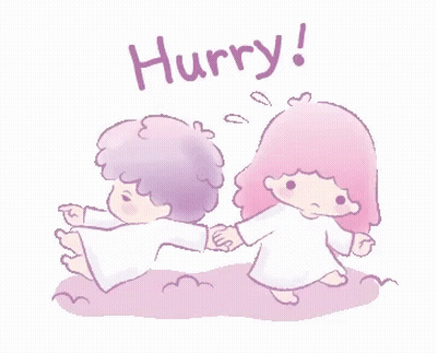Boy And Girl Holding Hands Saying Hurry GIF