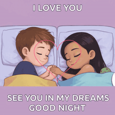 Boy And Girl Holding Hands Saying I Love You Good Night GIF