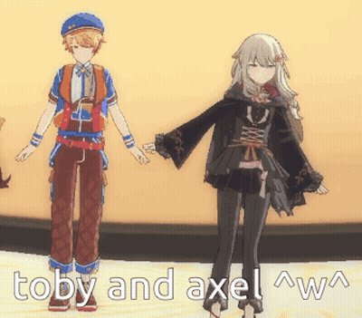 Boy And Girl Holding Hands Saying Toby And Axel GIF