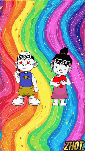 Boy And Girl Holding Heart With Zhot GIF