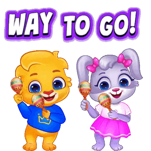 Boy And Girl Holding Maracas Saying Way To Go Sticker