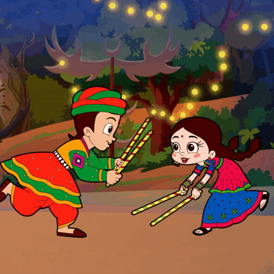 Boy And Girl Holding Sticks GIF