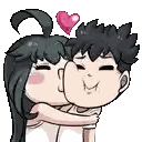Boy And Girl Hugging And Kissing Sticker