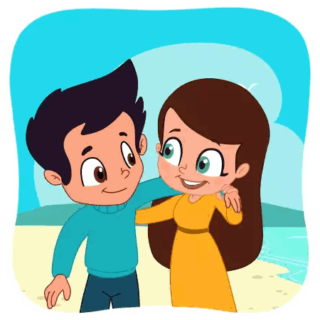Boy And Girl Hugging Beach Sticker