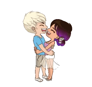 Boy And Girl Hugging Laughing Sticker