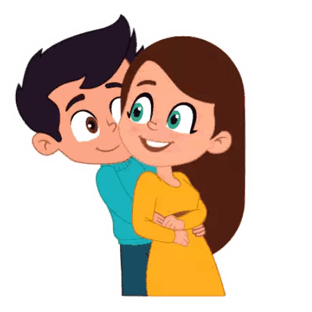 Boy And Girl Hugging Smiling Sticker