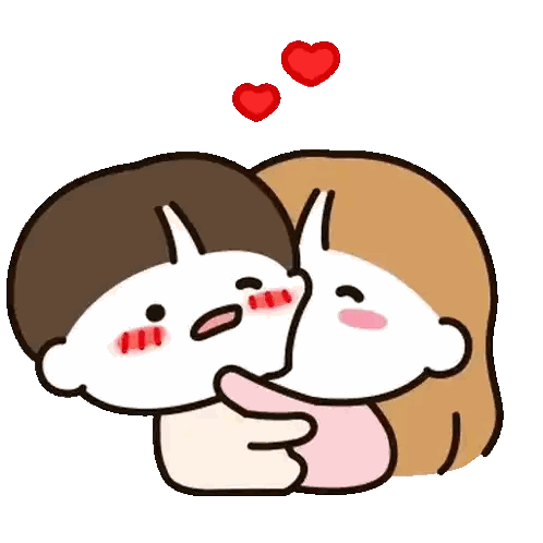 Boy And Girl Hugging With Floating Hearts Sticker