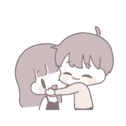 Boy And Girl Hugging With Heart Sticker