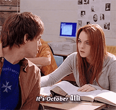 Boy And Girl In Classroom Girl Says It's October 4Th GIF