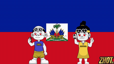 Boy And Girl In Front Of Haitian Flag GIF
