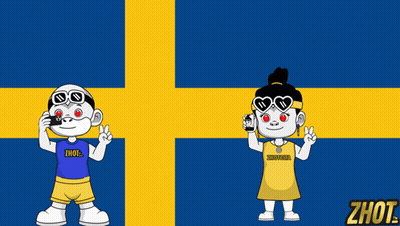 Boy And Girl In Front Of Swedish Flag Wearing Sweden Shirt GIF