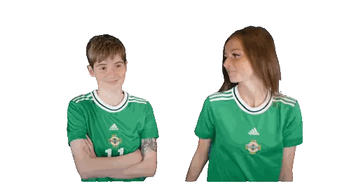 Boy And Girl In Green Adidas Shirts Sticker